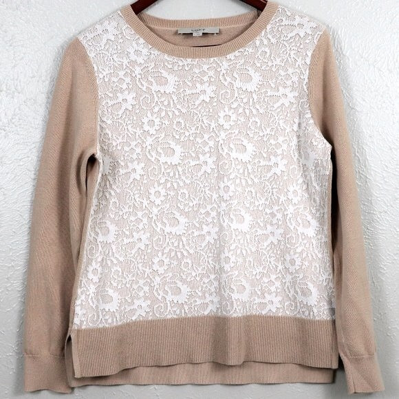 Ann Taylor LOFT | Lace overlay Sweater